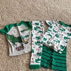 Green Alligator Kids Pajama Set - 4-Piece Sleepwear
